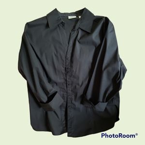 Riders by Lee Women's Easy Care Black ¾ Sleeve Button Down, Size XL